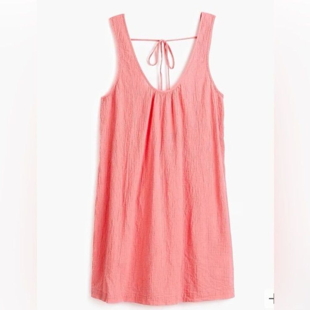 J.Crew Women's Tie Back Crinkle Cotton Tank Dress Swim Cover Up Pink Size XS